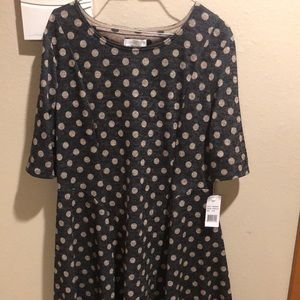 Robbie Bee Dress gray tan polka dot size XL NEW